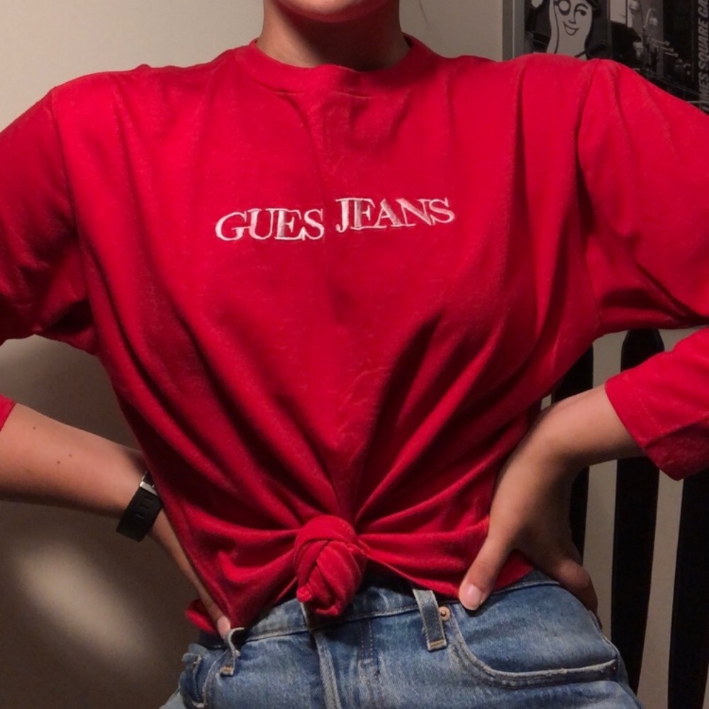 Guess jeans red 3/4 sleeve shirt